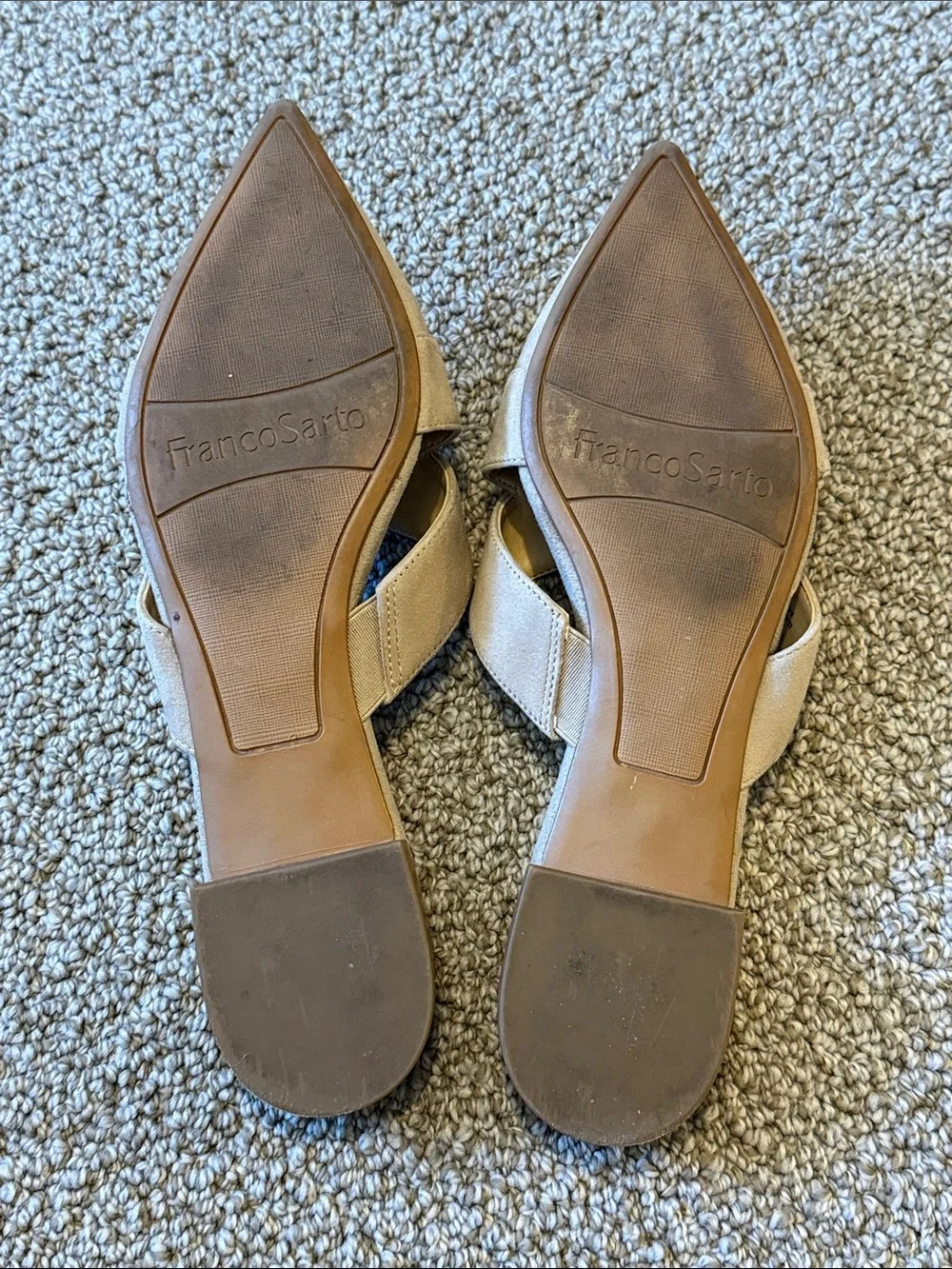 Franco Sarto Nita Tan Suede Leather Pointed Toe Cutout Mule